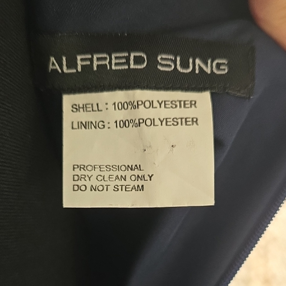 ALFRED SUNG Old Money Midnight Blue Sleeveless Scoop Neck Mini Dress - Picture 5 of 6